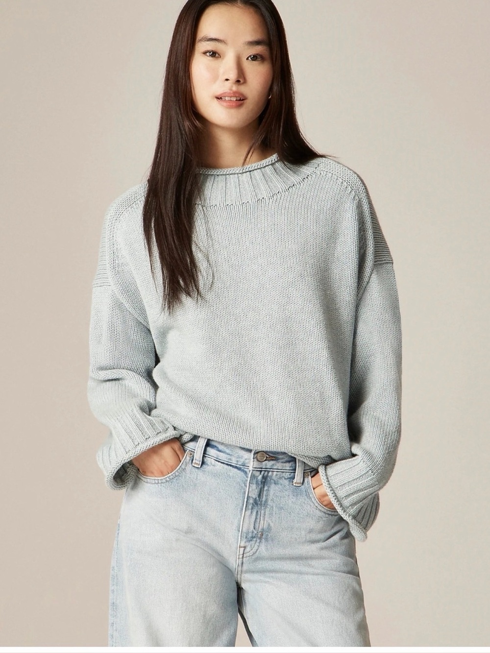 J CREW SIZE XS 2025 100% Cotton Rollneck™ sweater in Summer Blue Cm712